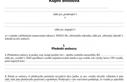 Kupní smlouva na auto: Stáhněte si vzor pilovaný právníky a připomeňte si důležité zásady
